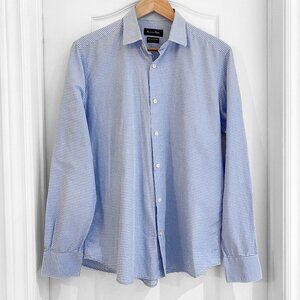 Massimo Dutti Button Down Blue and White Checkered Dress Shirt
